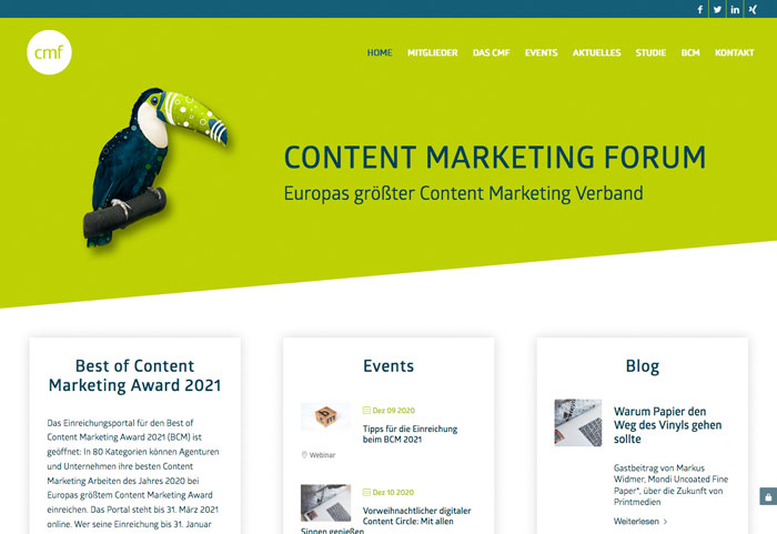 Content Marketing Forum Screenshot Website